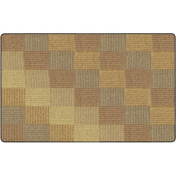 Flagship Carpets FA1010-44FS 7 ft. 6 x 12 Cozy Basketweave Blocks Classroom Rug, Natural - Rectangle