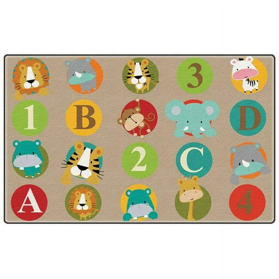 Flagship Carpets FE400-32A Rectangle ABC & 123 Animals Primary Rug, 6 ft. x 8 ft. 4 in. - 20 Seats