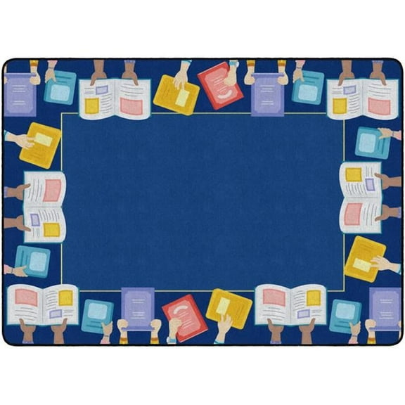 Flagship Carpets FE484-32A 6 x 8 ft. 4 The Book Border Rug - Rectangle