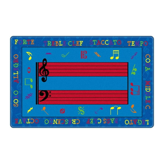Flagship Carpets Kids Learning Essential Fun With Music Educational Rug Nylon Rectangle 10'9" x 13'2"