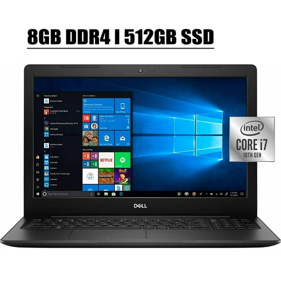 Flagship Dell Inspiron 15 3000 3590 Laptop Computer 15.6" FHD Display 10th Gen Intel Quad-Core i7-10510U 8GB DDR4 512GB SSD Webcam WIFI HDMI Intel UHD Graphics Win 10
