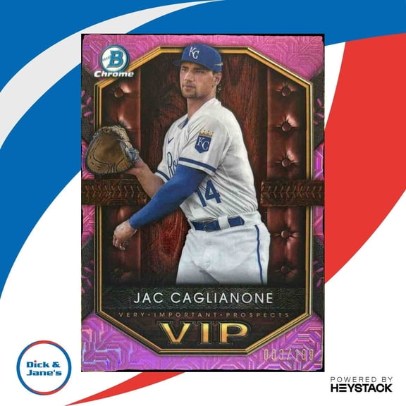 Jac Caglianone Kansas City Royals Trading Card 2024 Bowman Flagship VIP-11 Very Important Prospects Pink Refractor