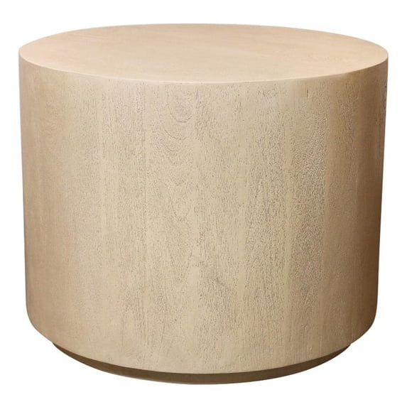 Flagstaff 20" Round Solid Wood Side Table in Stone Natural Finish
