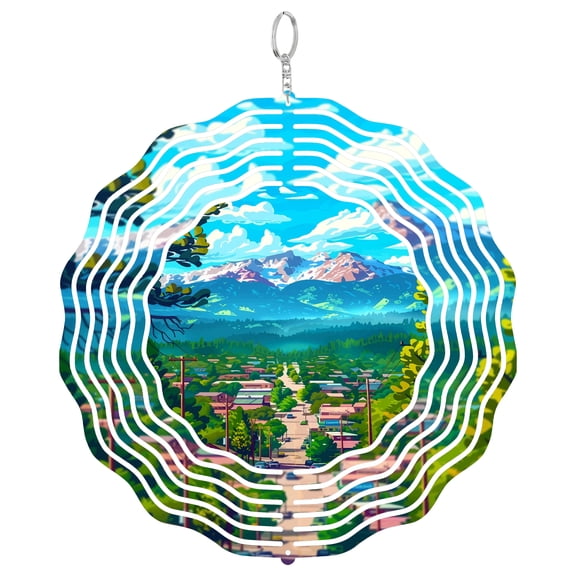 Flagstaff Arizona 3D Wind Spinner Stainless Steel Kinetic Yard Art Garden Decor Route 66 Pine Gift