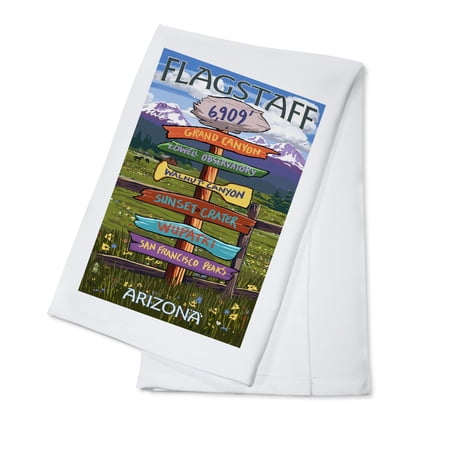 Flagstaff, Arizona, Destination Signpost (100% Cotton Tea Towel, Decorative Hand Towel, Kitchen and Home)