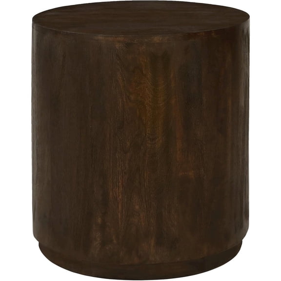 Flagstaff Round Side Table in Modern Barista Brown Finish on Solid Wood