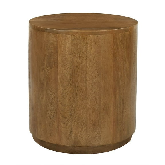 Flagstaff Round Side Table in Modern Spice Tan Finish on Solid Wood