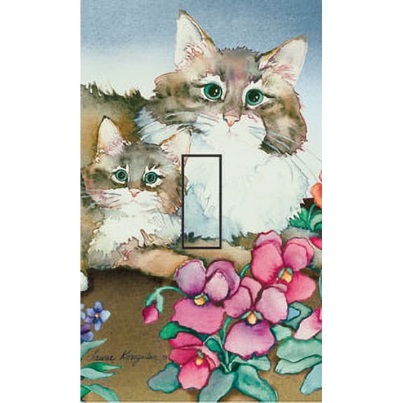 Flagstone Felines Single Toggle SwitchStix Peel and Stick Art Deco Switch Plate Cover Applique Washable Heat/Steam/Water-Resistant - 1 unit