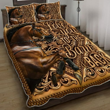 Flagwix 3 Pieces Multicolor Horse Quilt Bedding Sets, Queen