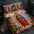 thumbnail image 1 of Flagwix 3 Pieces Queen Size Quilt Sets, Mother Mary Quilt Bedding Set Skull Flower NTB221QS, Bedspread Coverlets with 2 Pillow Shams for Bedroom, Home Decor - 80" x 90", 1 of 4
