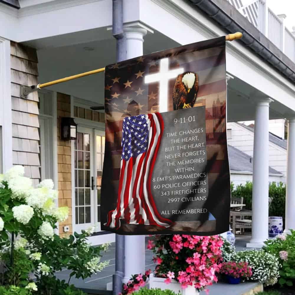 Never Forget 9/11 Gartenflagge – 30,5x45,7 Cm, Doppelseitig, Jute – Patriot Day Gedenkflagge