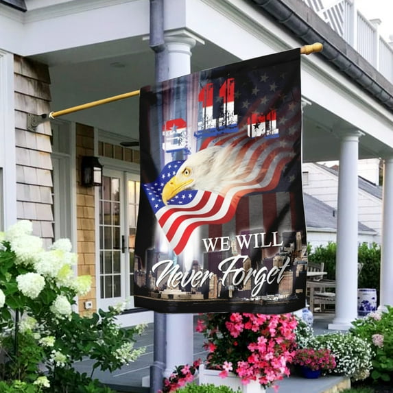 Flagwix 9 11 Never Forget Eagle Patriot Day. 9-11-01. We Will Never Forget American Flag Premium Polyester US Flag for Outside
