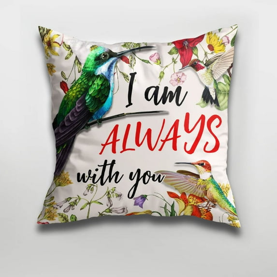 Flagwix Pillow Cover Hummingbird I Am Always With You Outdoor Throw Pillows For Couch, Sofa Pillows, 17 X 17 Square Decorative Pillow Covers