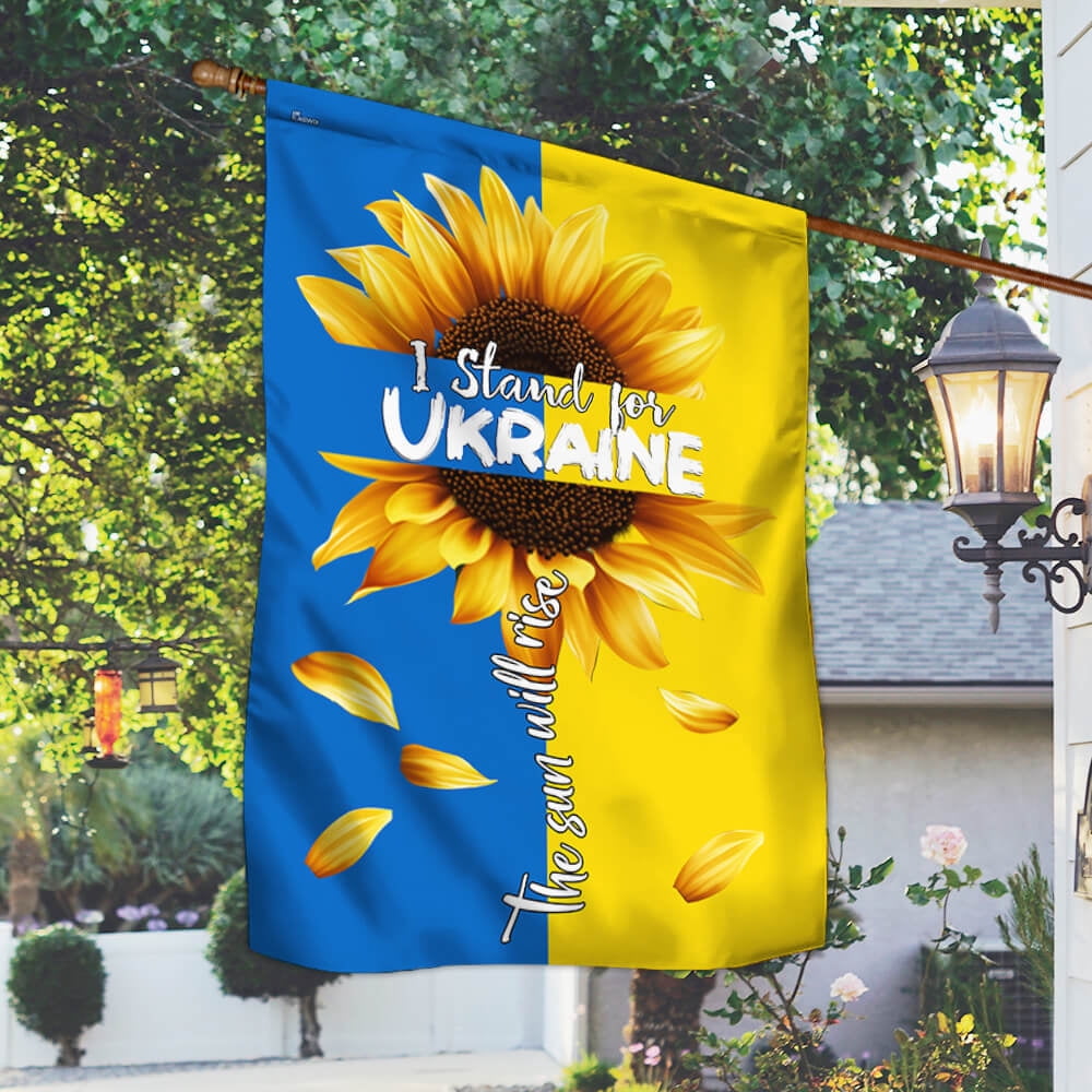 Flagwix Stand With Ukraine Flag. Slava Ukraini Sunflower Ukrainian Flag