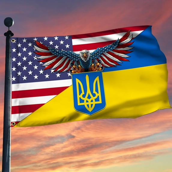 Flagwix Ukrainian Flag American Ukrainian Grommet Flag TRL1871GF - 5x8 ft., No Flag Pole Rings