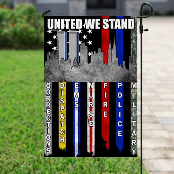 Flagwix United We Stand 9/11 September 11th First Responder Flag Premium Polyester American Flag for Outside