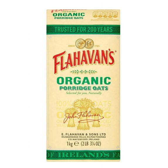 Flahavan's Organic Porridge Oats BDF32 | 100% Wholegrain Rolled Oats | Trusted For Over 200 Years | Product of Ireland | 2.2 Lbs (1kg)