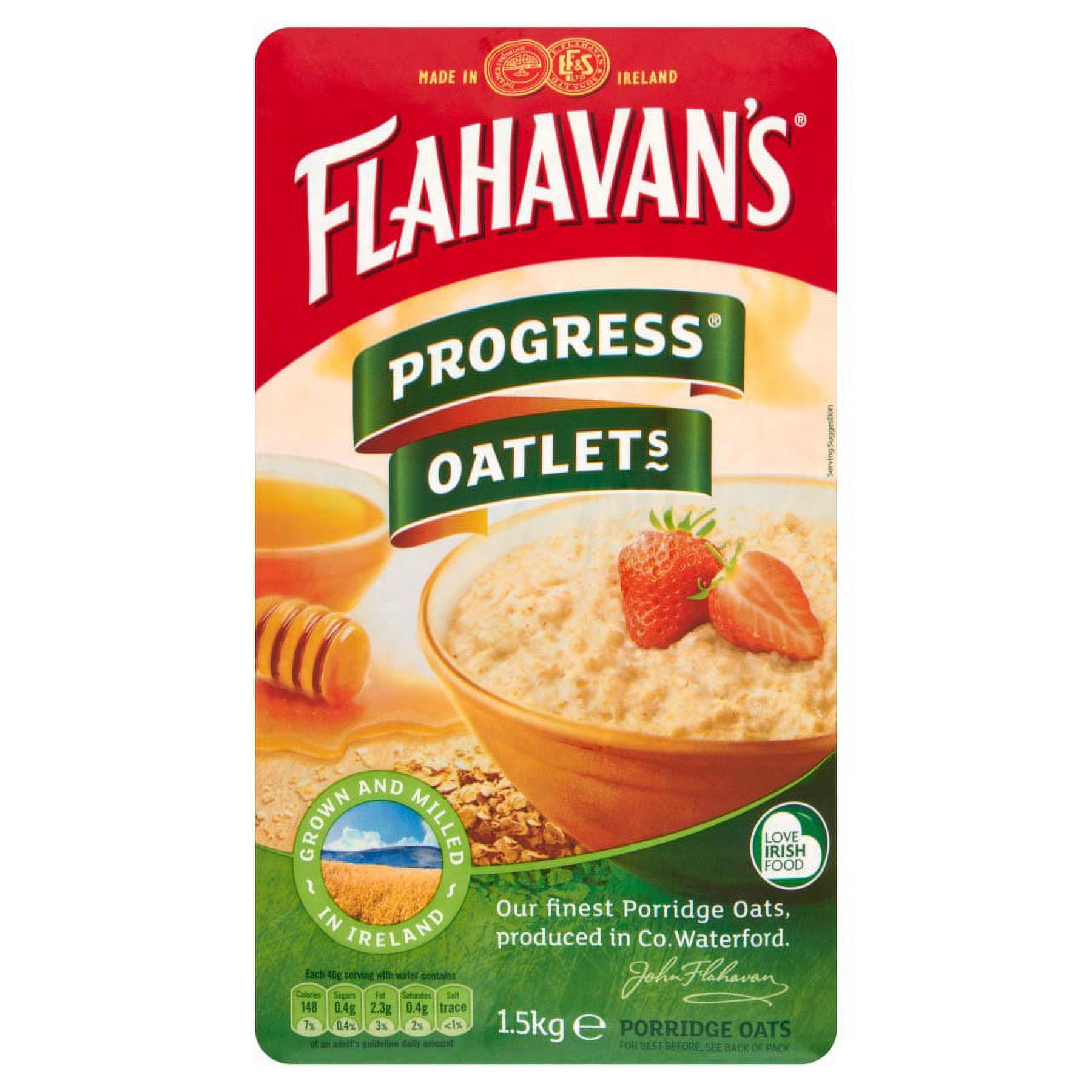 Flahavan's Progress Oatlets Wholegrain Rolled Oats -- 1.5kg