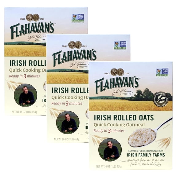 Flahavan's Quick 3 Minute, Irish Rolled Oatmeal, 16 Ounce (Pack of 3)