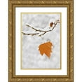 thumbnail image 1 of Flaherty, Dennis 11x14 Gold Ornate Wood Framed with Double Matting Museum Art Print Titled - Lone leaf clings to a snowy sycamore tree branch, 1 of 4