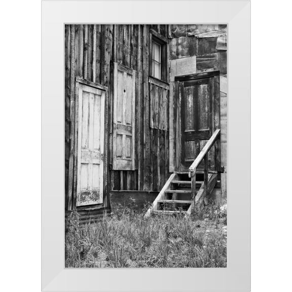 Flaherty, Dennis 11x14 White Modern Wood Framed Museum Art Print Titled - Colorado, St Elmo Weathered doors in building