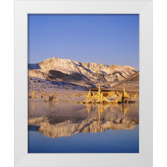 Flaherty, Dennis 12x14 White Modern Wood Framed Museum Art Print Titled - California Hills and tufas reflect in Mono lake