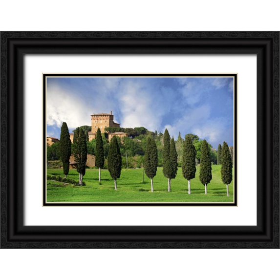 Flaherty, Dennis 14x11 Black Ornate Wood Framed with Double Matting Museum Art Print Titled - Italy, Tuscany A villa near the town of Pienza