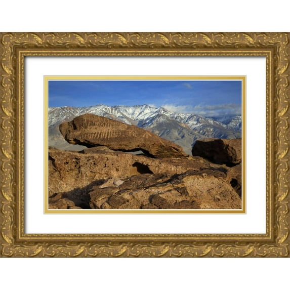 Flaherty, Dennis 14x11 Gold Ornate Wood Framed with Double Matting Museum Art Print Titled - California Great Basin Abstract petroglyphs