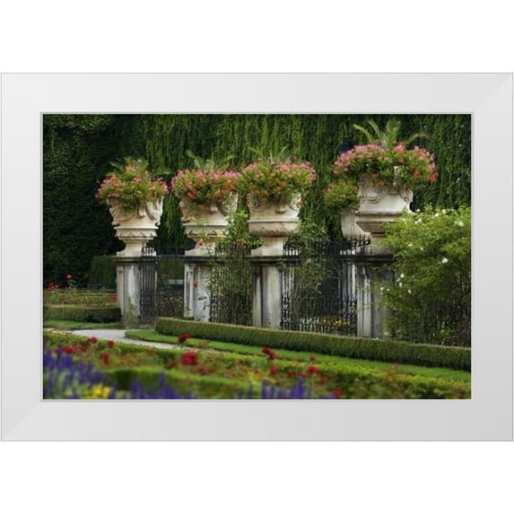 Flaherty, Dennis 14x11 White Modern Wood Framed Museum Art Print Titled - Austria, Salzburg Flower pots at Mirabell Palace