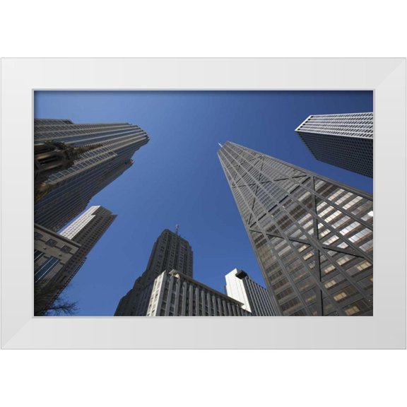 Flaherty, Dennis 14x11 White Modern Wood Framed Museum Art Print Titled - IL, Chicago The Hancock Building and skyscrapers