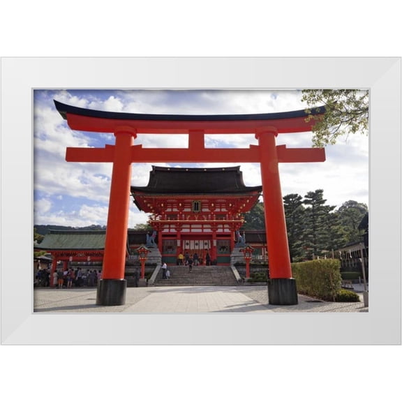 Flaherty, Dennis 14x11 White Modern Wood Framed Museum Art Print Titled - Japan, Kyoto, Fushimi-Inari-Taisha Torii Gate