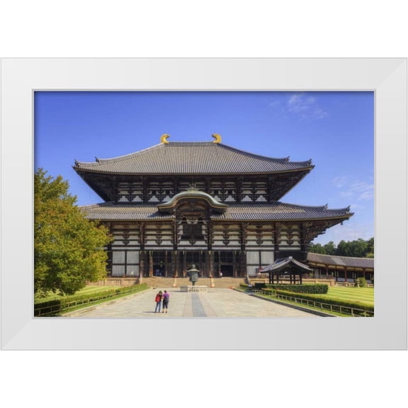 Flaherty, Dennis 14x11 White Modern Wood Framed Museum Art Print Titled - Japan, Nara, Nara Park Todai-ji Temple