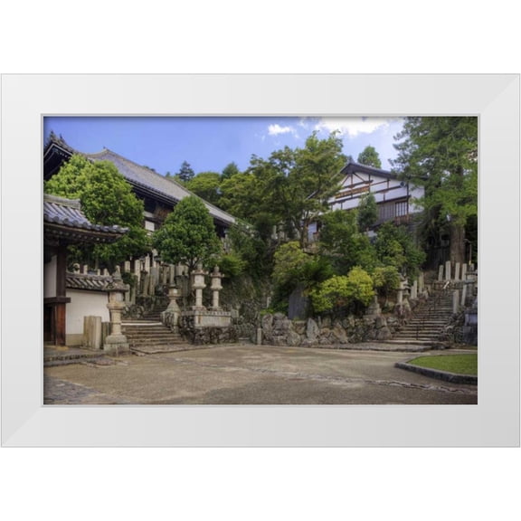 Flaherty, Dennis 14x11 White Modern Wood Framed Museum Art Print Titled - Japan, Nara, Nara Park View of Buddhist temple