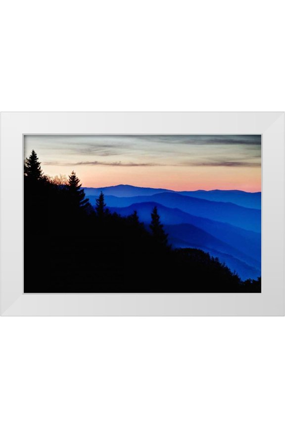 Flaherty, Dennis 14x11 White Modern Wood Framed Museum Art Print Titled - North Carolina Oconaluftee Overlook at sunrise