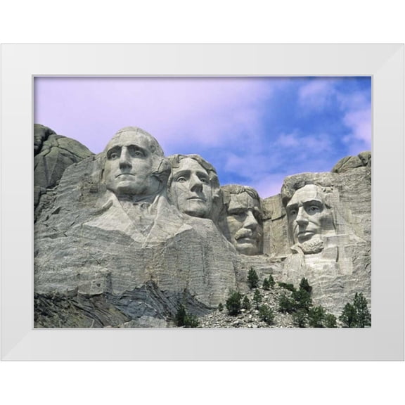 Flaherty, Dennis 14x11 White Modern Wood Framed Museum Art Print Titled - SD, Mount Rushmore, presidential faces