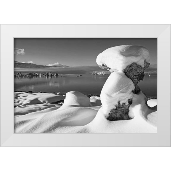 Flaherty, Dennis 14x11 White Modern Wood Framed Museum Art Print Titled - USA, California, Mono Lake Snow-covered tufa