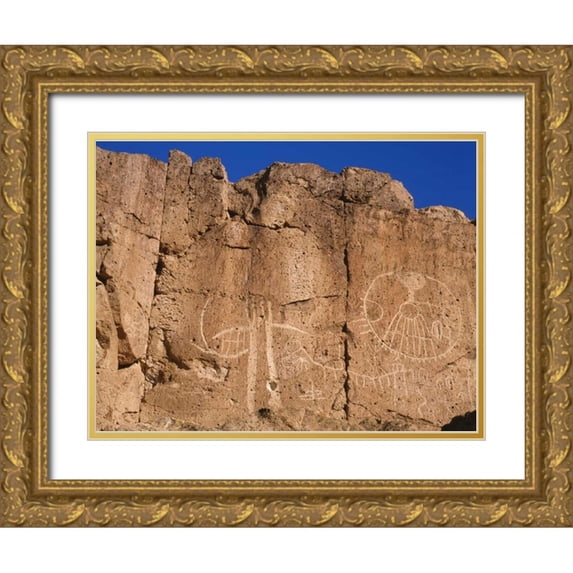 Flaherty, Dennis 14x12 Gold Ornate Wood Framed with Double Matting Museum Art Print Titled - California, Owens Valley, Curvilinear petroglyphs