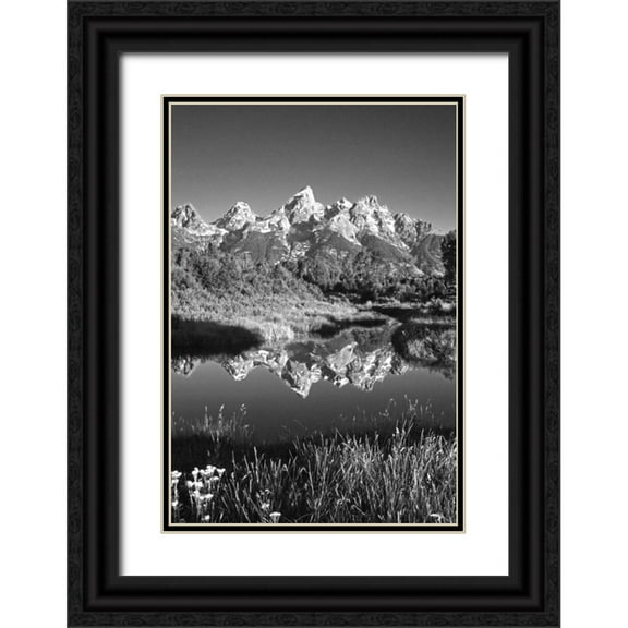 Flaherty, Dennis 14x18 Black Ornate Wood Framed with Double Matting Museum Art Print Titled - USA, Wyoming, Grand Teton NP Mountain sunrise