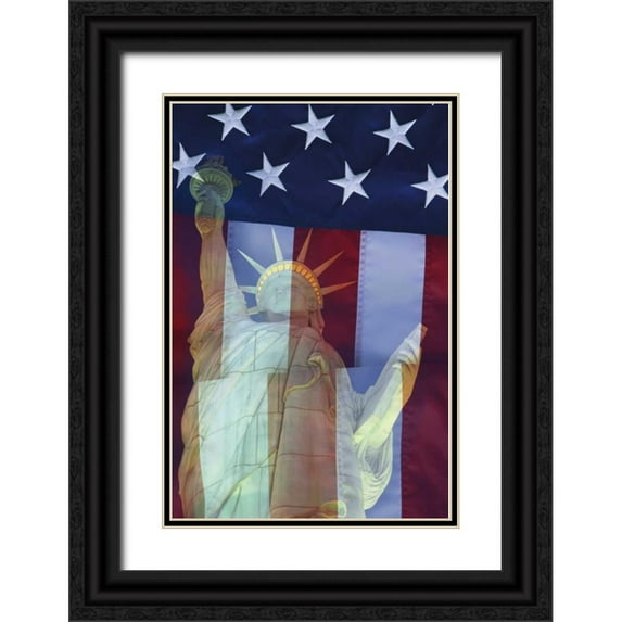 Flaherty, Dennis 17x24 Black Ornate Wood Framed with Double Matting Museum Art Print Titled - Nevada, Las Vegas Symbols of Independence