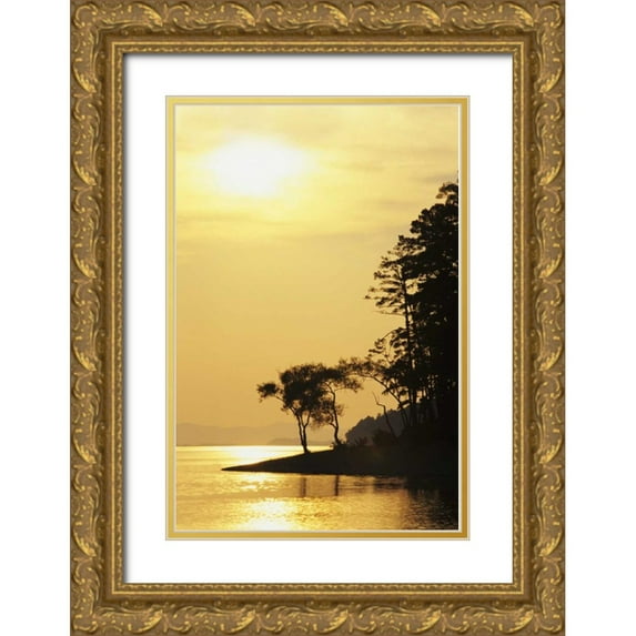 Flaherty, Dennis 17x24 Gold Ornate Wood Framed with Double Matting Museum Art Print Titled - Arkansas Sunset on Lake Ouachita, Ouachita NF