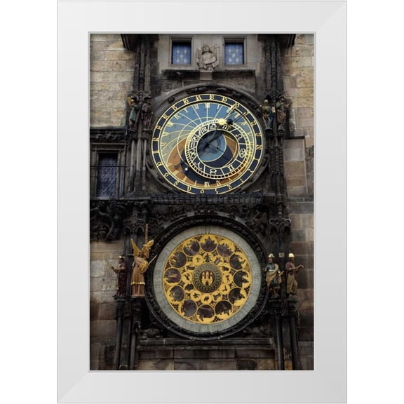 Flaherty, Dennis 17x24 White Modern Wood Framed Museum Art Print Titled - Czech Republic, Prague Astronomical clock