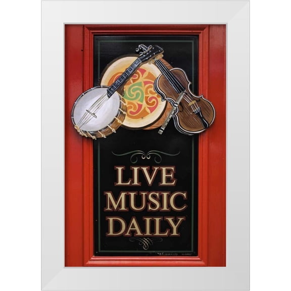 Flaherty, Dennis 17x24 White Modern Wood Framed Museum Art Print Titled - Ireland, Dublin Close-up of Temple Bar sign