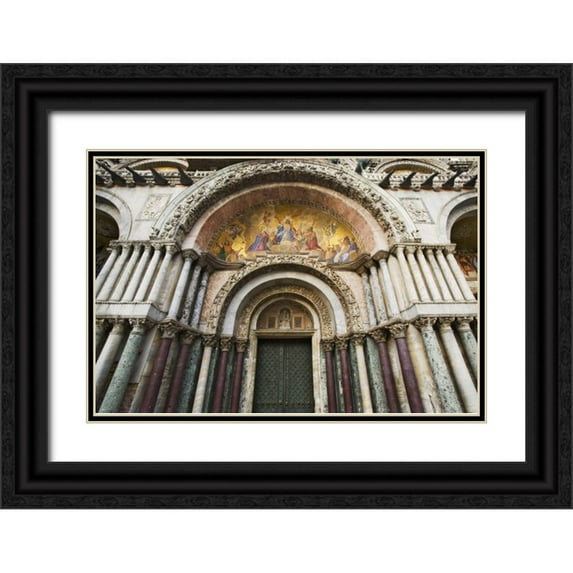 Flaherty, Dennis 18x13 Black Ornate Wood Framed with Double Matting Museum Art Print Titled - Italy, Venice Basilica San Marco-Venice mosaic