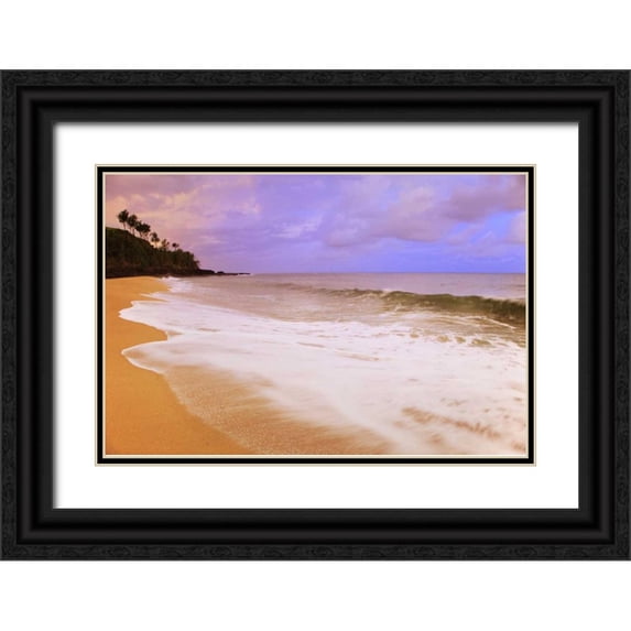 Flaherty, Dennis 18x13 Black Ornate Wood Framed with Double Matting Museum Art Print Titled - USA, Hawaii, Kauai Morning on Secret Beach