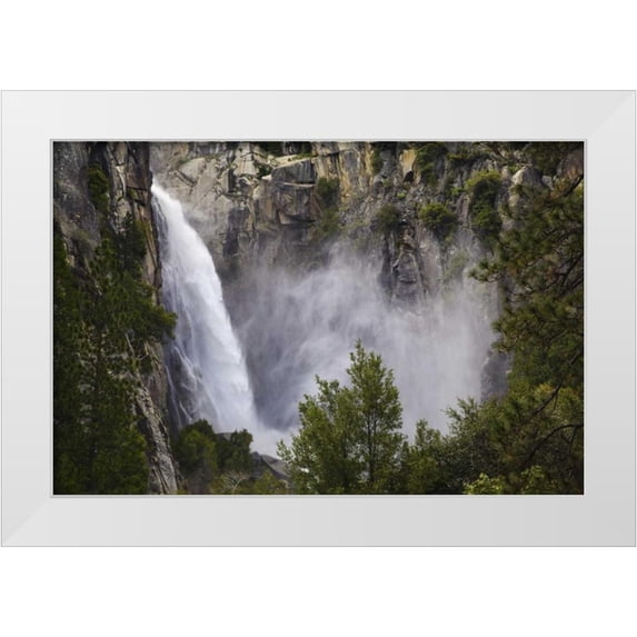Flaherty, Dennis 18x13 White Modern Wood Framed Museum Art Print Titled - CA, Yosemite View of the Cascades waterfall