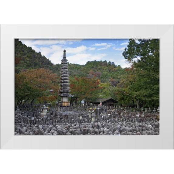 Flaherty, Dennis 18x13 White Modern Wood Framed Museum Art Print Titled - Japan, Kyoto Thousands of Buddhist statuettes