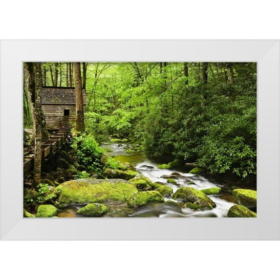 Flaherty, Dennis 18x13 White Modern Wood Framed Museum Art Print Titled - TN The Tub Mill along the Roaring Fork creek