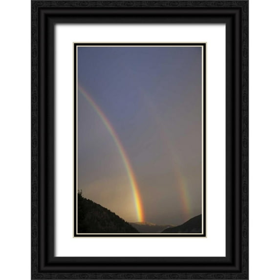 Flaherty, Dennis 23x32 Black Ornate Wood Framed with Double Matting Museum Art Print Titled - CO, Lake City A double rainbow over mountains