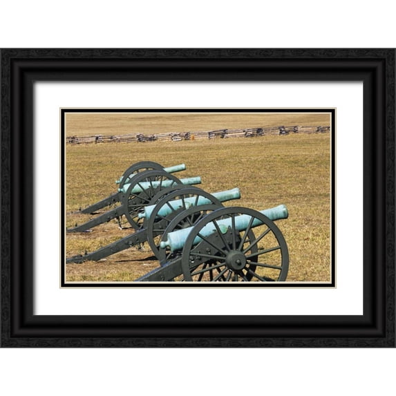 Flaherty, Dennis 24x17 Black Ornate Wood Framed with Double Matting Museum Art Print Titled - Arkansas Civil War cannons at Pea Ridge Park