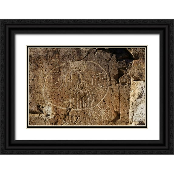 Flaherty, Dennis 24x17 Black Ornate Wood Framed with Double Matting Museum Art Print Titled - California, Owens Valley, Curvilinear petroglyphs